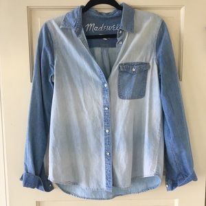 Madewell Two-Tone Button-Down Chambray Shirt Sz M